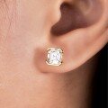 wholesale Gold-plated S925 silver emerald cut moissanite stud earrings with square minimalist design, popular style for women-0-3