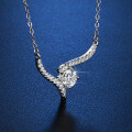 925 Sterling Silver 1ct Moissanite Heart Track Necklace, Women's Light Luxury Pendant-0-1