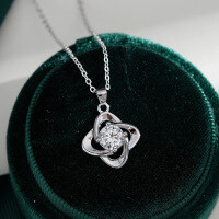 Sterling Silver Pendant with 1-Carat Moissanite Four-Leaf Clover Necklace Wholesale-1-carat necklace (zircon)  925 silver