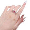 wholesale S925 silver new three-stone 6*8 red diamond style whitening lightweight luxury versatile ring for cross-border live streaming-0-4