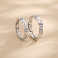 wholesale S925 Sterling Silver Diamond Pattern Couple Rings, Niche Design, Fashionable and Versatile High-End Matching Bands for Engraving, Valentine's Day Gift-0-3