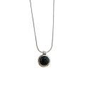 wholesale S925 Sterling Silver Round Black Agate Necklace for Women Korean Summer New Arrival Versatile Minimalist Choker-0-4