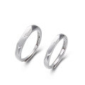 wholesale S925 pure silver pair of geometric open-ended engraved minimalist couple rings for men and women, small batch design wedding bands-0-4