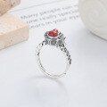 wholesale S925 silver antique-style aged coin six-syllable mantra carnelian gourd rotating design open ring-0-0