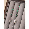 wholesale S925 Sterling Silver European And American Fashion Green Zircon Cross Earrings For Women, Exquisite And Versatile-0-1
