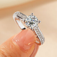 Zirconium Crossed Arms Light Luxury Cocktail Ring, Xiaohongshu Style-Heart of Carat Diamond Ring [K White]  10 US Size