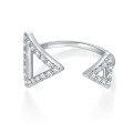 wholesale Silver Plated 18k Gold Asymmetric Triangle Design Full D Color Moissanite Row Ring for Women Open Ring-0-5