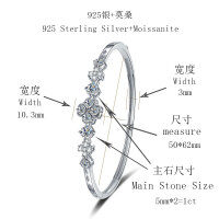 Sterling Silver Plated Gold Moissanite Four-Leaf Clover Bracelet-1ct zircon (50*62mm)