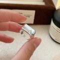 wholesale S925 Sterling Silver Korean Style Floral Ring for Women, Light Luxury Fashion Geometric Stone Setting Versatile Band-0-5