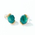 wholesale Spring/Summer New Collection Willow Whisper Series 925 Silver Gold-Plated Green Agate Stud Earrings for Women-0-2