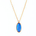 wholesale S925 gold-plated silver minimalist and elegant double-layer stone blue glass and white shell pendant necklace for women wholesale supplier-0-4