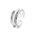 wholesale S925 Sterling Silver Trendy English Letter Adjustable Ring, Minimalist Ins Style Versatile Index Finger Ring-0-4