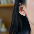 wholesale 925 Sterling Silver with Certificate Hetian Jade Earrings, Vintage Style Earrings for Women, Retro Natural Jade Ear Studs Wholesale-0-2
