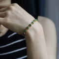 wholesale S925 silver inlaid natural Russian jade full-color vibrant green heart-shaped bracelet-0-3
