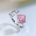 wholesale 925 Silver New Jewelry 7*7 Radiant Pink Diamond Open Ring for Women, Fashion and Versatile-0-2