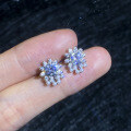 S925 Sterling Silver Moissanite Mini Pearl Flower Earrings Wholesale-0-1
