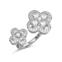 wholesale S925 Sterling Silver Japanese and Korean New Arrival Ring with Shell Pearl, Four-Leaf Clover, and Zirconia Inlay Design, Personalized and Exquisite Fashion Sense Ring-DY120981 Adjustable opening