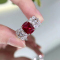 wholesale S925 Silver New Style Pigeon Blood Red 7*9 Angel Wing Ring Women's Versatile TikTok Live Stream Edition-0-2