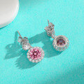 wholesale S925 Sterling Silver Cross-Border Hot-Selling Full Diamond Earrings Moissanite Stud Earrings Versatile High-End Round Halo Ear Drops Gift for Girlfriend-0-8