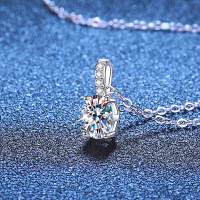 S925 Sterling Silver Moissanite Egg-Cut Cultured Emerald Ruby Sapphire Necklace-1 carat moissanite  925 silver