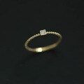 wholesale 925 Sterling Silver Mini Gold Bead Square Ring, Niche Design, Versatile and Stylish Ins Trend Open Tail Ring-0-0