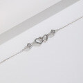 wholesale S925 Sterling Silver Korean and Japanese Style Elegant Double Heart Bracelet for Women with Interlocking Hearts and Zircon, Free Engraving-0-2