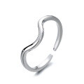 wholesale S925 Sterling Silver Korean Version INS Style Minimalist Irregular Twisting Wave Design Versatile Open Adjustable Ring for Women-0-4