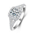 Metal Cross Fork Double-Layer Heart Diamond Ring for Women-0-10