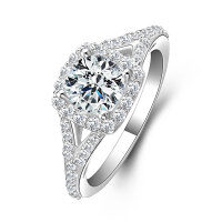 Metal Cross Fork Double-Layer Heart Diamond Ring for Women-Forked arm sugar cube diamond ring [K white]  US size 6