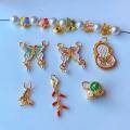 wholesale Gold-plated S925 Silver Enamel Butterfly Star Accessories DIY Bracelet Necklace Pendant Firecracker Gourd Ancient Method Gold-0-0