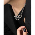 wholesale S925 Sterling Silver Korean Version Ins Niche Design Minimalist Versatile Irregular OT Buckle Chain Textured Necklace for Women-0-3