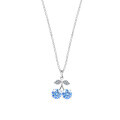 925 Sterling Silver Blue Moissanite Cherry Pendant Necklace-0-3