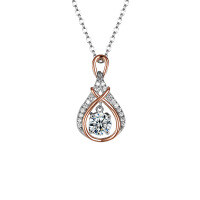 Sterling Silver Moving Heart Necklace with Teardrop Pendant-delicate necklace with a 50-point moissanite diamond.