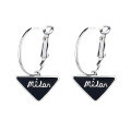 wholesale S925 Sterling Silver Black Inverted Triangle Letter Ear Clasp French Retro Unique Temperament Internet Celebrity Style Earrings for Women-0-4