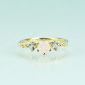 wholesale S925 Sterling Silver Plated with 14k Gold, Set with Natural Moonstone, Fashion Light Luxury Gemstone Ring-0-1