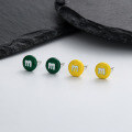 wholesale S925 silver resin enamel trendy fun M&M-shaped earrings, fresh and playful cute style earrings-0-0