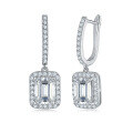 wholesale S925 Sterling Silver Gold Plated 6*8mm Emerald Cut Full Moissanite Halo Square Basket Earrings for Women-0-0