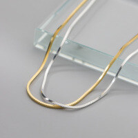wholesale S925 Sterling Silver Four-Sided Snake Chain Necklace Minimalist Niche Women's Bare Chain Necklace Y00112-S925 silver necklace gold 925 silver