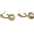 wholesale Metal material, Chao Xiaobai exquisite champagne color pearl earrings for women, elegant and versatile,, fashionable and unique ear studs-0-4