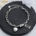 wholesale S925 Sterling Silver Retro Abacus Barrel Heart Multi-Element Charm Bracelet Ins Forest Minimalist Style Hand Accessory-0-0