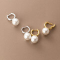 wholesale S925 Silver Single Synthetic Pearl Circular Ear Clasp Chinese Vintage Elegant Women's Earrings M01835-0-2