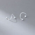 wholesale Sterling Silver Minimalist Spring Earrings Korean-style Rotating Wave Thread Bean Stud Earrings Ins Style Commuter Model M06680-0-1