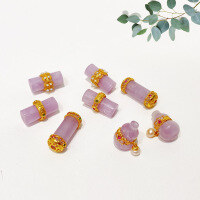 wholesale S925 gold-plated sterling silver natural kunzite barrel bead spacer bead accessory for DIY handmade bracelet and necklace-Style 3