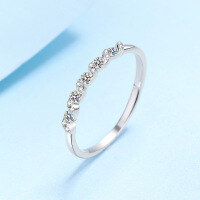 wholesale PT950 Gold Plated 925 Sterling Silver Ring with Moissanite Small Pavé and Delicate Band, Factory Direct Wholesale Available-19.8 points Moissanite No. 12