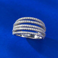 wholesale S925 Silver New European and American Five-Row Inlaid Diamond Full Diamond Ins Style Fashion Commuter Ring-0-2