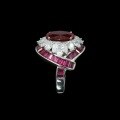 wholesale 925 Silver Gold Plated Ring with High Carbon Diamond, Vanjia High Jewelry Pigeon Blood Red GRC Lab-Grown Ruby, Versatile Women's Ring-0-3