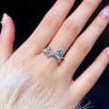 wholesale S925 Sterling Silver Pink Elk Full Body French Full Diamond Bow Aqua Zirconium Unique Ethereal Light Luxury Versatile Women's Ring-0-3