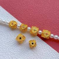 wholesale S925 ancient silver gold-plated fittings set with ruby and green treasure eight-sided beads, spacer beads, waist beads, top beads, and loose beads for DIY crafts-A small one