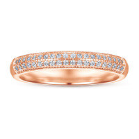 wholesale S925 silver and rose gold plated ring for women, minimalist style with zirconia stones, wholesale hot-selling accessory available for dropshipping-Rose Gold>US Size 4#