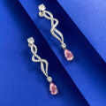 wholesale S925 silver new jewelry imported high-carbon diamond 7*11 pink diamond teardrop earrings, popular in celebrity live broadcasts-0-2